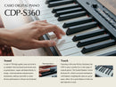 The CDP-S360 is a value for money digital piano with numerous built-in tones & rhythms. It is extremely lightweight and portable. Open to more possibilities by connecting to the Free Chordana Play for Piano app. Alternatively, purchase the optional WU-BT10 and use the CDP-S360 as a speaker.