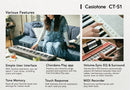 Bring life and light to your world with the CT-S1 – a minimalist design allowing you to focus solely on the music. Savor the pure essence of the keyboard’s musicality while developing your unique style. Functionality and design that is all about you, with a simple interface, and a color palette to suit every aesthetic and complement any décor. Create the perfect atmosphere with the CT-S1’s sleek look and uplifting sound.